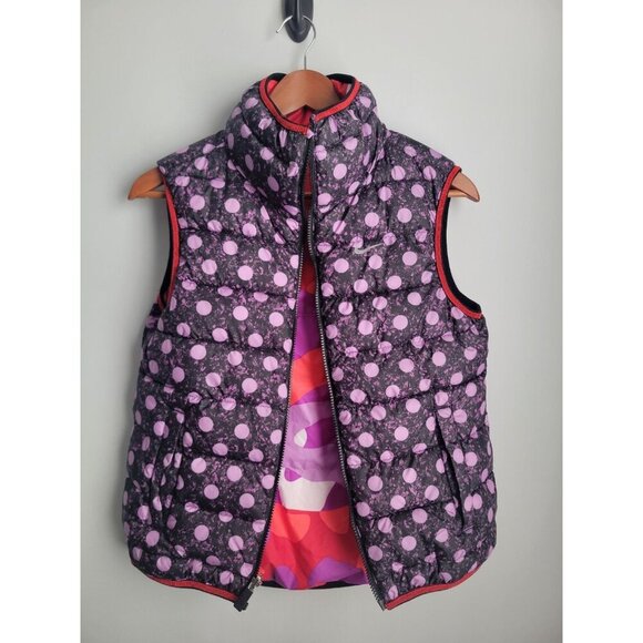Nike Girls Size L Reversible Purple Polka Dot & Camo Zip Puffer Vest - Picture 1 of 5